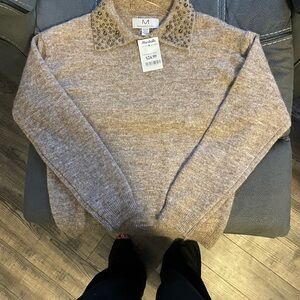 Magaschoni Embellished Collar Sweater - Brown